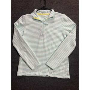 Orvis Striped‎ Quarter Zip Pullover Sweatshirt Women's Size S Mint Green White